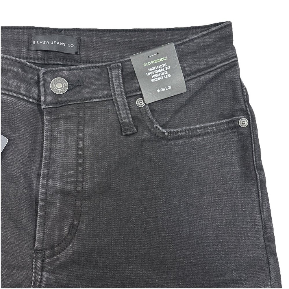 Silver Jeans Co High Note Skinny Jeans Women W28 L27 Black High Rise - Picture 6 of 11